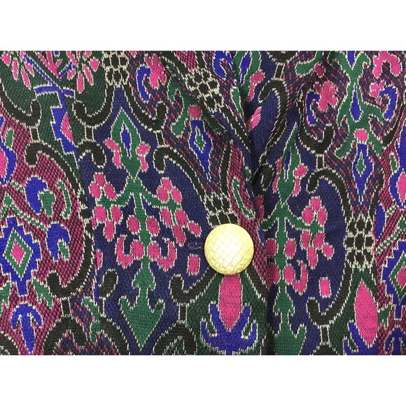 Vintage Womens Blazer Soft Shell Light Jacket Cropped Damask Pattern Medium M - Picture 4 of 14